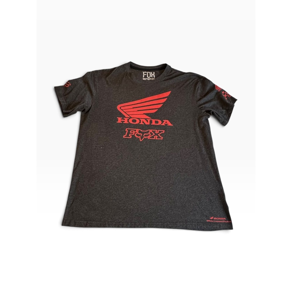 Fox Racing Honda T Shirt Mens XL Charcoal Red Graphic Tee Motocross